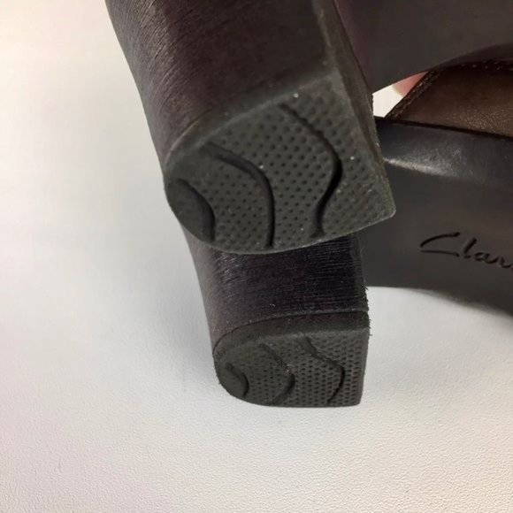 Clarks Womens Mirabelle Brown Leather Heeled Mules Comfort Shoes size 7.5W Wide - Picture 14 of 16